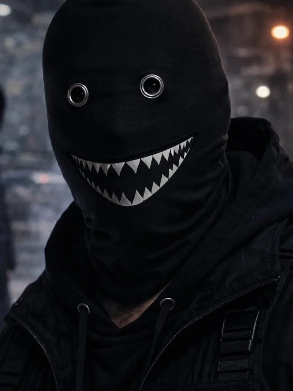 Shark Teeth Balaclava Mask Black Techwear Face Cover Streetwear Ninja Hood OTKYD